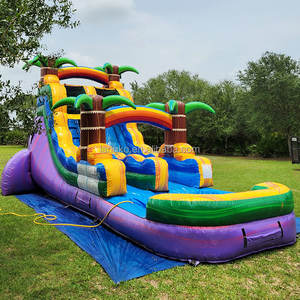 สไลด์น้ำ<span class=keywords><strong>เป่า</strong></span><span class=keywords><strong>ลม</strong></span>แบบเป่าลมรูปต้นปาล์มเขตร้อนแบบมีที่เป่าลม - Product Image 1