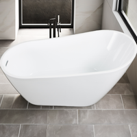 Baignoire ovale autoportante moderne en acrylique blanc brillant de luxe, écologique, capacité 50-59 gallons, pour salle de bain