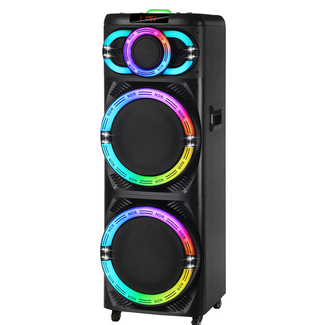 Low MOQ 12-Inch Dual Wireless for Driect Use Portable Speakers with RGB Lights Microphone Square Dance Audio Plug-in Card Plastic
