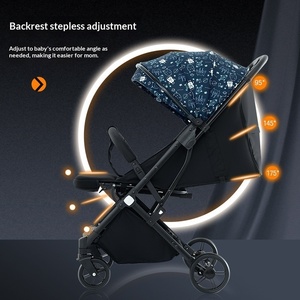 Poussette bébé en acier haute teneur en carbone, quatre roues, inclinable, pliable en trois, universelle quatre saisons, compatible avion - Product Image 3
