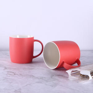 Nordic Matte Ceramic Mug Red Solid Color Coffee <b>Tea</b> <b>Cup</b> Gift <b>Set</b> Two Piece HB 111 - Product Image 2