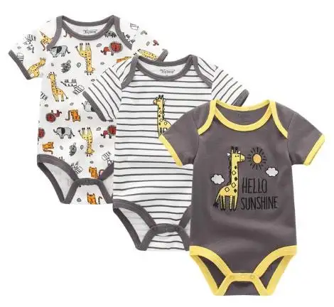 2020 Floral Baby Jumpsuits & baby bodysuits 3 Pieces/lot Underwear Cotton Newborn Short Sleeve Body Suit Baby Girls Clothing Set