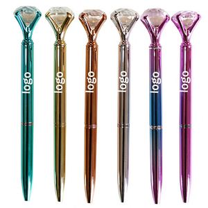 Promotion <b>Creative</b> Cartoon Shape Head Metal Pen Colorful Diamond Printed Logo <b>Gift</b> Pen Made of Plastic - Product Image 1
