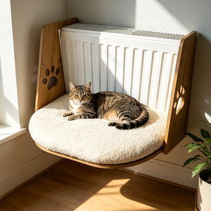 Cuccia <span class=keywords><strong>per</strong></span> Gatti da Montare sul Radiatore, con Cuscino in Morbido Pile e Struttura in Legno, <span class=keywords><strong>per</strong></span> il Riposo Invernale dei Gatti Domestici - Product Image 3