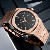 Montre élégante pour homme en acier inoxydable, bracelet de luxe en or rose givré, mouvement à quartz, cadran ciel étoilé, poussière d'étoiles