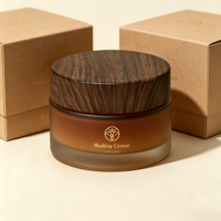 Pot en verre givré mat avec couvercle en bambou, personnalisable avec logo et coffret cadeau, respectueux de l'environnement, pour crème, emballage cosmétique