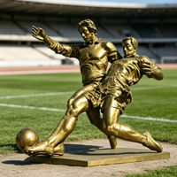 Sculpture de trophée de football en bronze coulé fait main, couleur or moderne, pour extérieur, OEM ODM, taille personnalisée, statue 3D d'équipe de football, décoration d'exposition