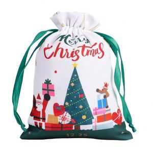 Bolsas de Regalo con Cordón y Estampado de Personajes de Elfos, Juego de Bolsitas Festivas de Nailon para Fiestas Navideñas - Product Image 2