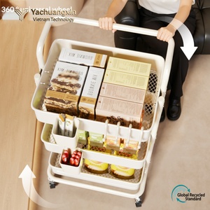 Multifunctional Plastic <b>Storage</b> <b>Cart</b> With Wheels For Beverage Bottles Large Capacity Modern Design Floor Standing Organizer - Product Image 4