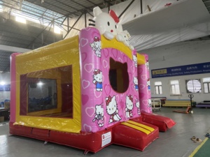 Venta al por mayor comercial <span class=keywords><strong>Kitty</strong></span> dibujos animados Castillo de rebote inflable con tobogán para niños - Product Image 2