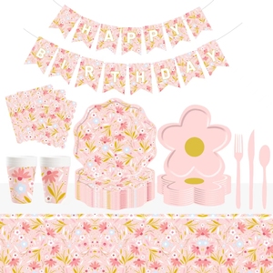 DAMAI Pink Party Tableware Paper Tablecloth <b>Table</b> Decorations Wholesale Smlie Dinnerware Plates Cups Cutlery Napkins Set - Product Image 5