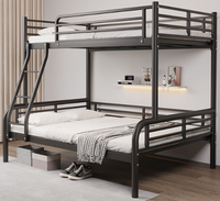 Lit superposé moderne en métal avec rangements et escalier, idéal pour chambre d'école, triple niveau, disponible en ODM/OEM