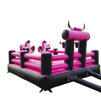 FUN BOUNCE Taureau mécanique gonflable rose en PVC écologique pour usage extérieur