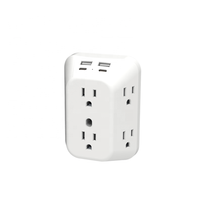 Prise murale 6 prises avec 2 ports USB-A et 2 ports USB-C (4,8A au total), protection contre les surtensions 15A, 240V, norme IP20, mise à la terre, usage résidentiel