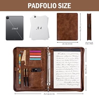 Calfinder - Carpeta de piel con 3 anillas y cremallera para documentos, tabletas, entrevistas/oficina, para hombres y mujeres, CN