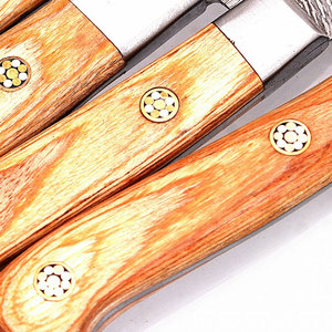 Ensemble de couteaux de chef en acier Damas faits à la main par PAK ENTERPRISES, manches en bois de noyer, design ambidextre, lames à 67 couches de 8 pouces, 6 pièces - Product Image 5