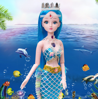 Boîte cadeau de tenue de poupée miniature en plastique de 60 cm, grande taille, princesse sirène, pour le jeu. Cadeau d'anniversaire pour enfants. Jouet unisexe.
