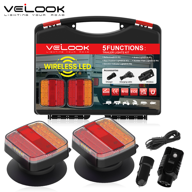 Wireless Magnetic LED Trailer Tail Light 5 Functions ECE Approved Wireless Rear Light for Trailer Bluetooth Trailer Light
