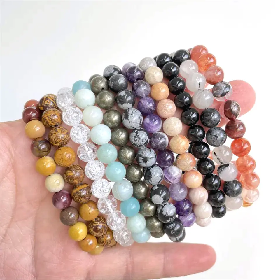 8 mm Wholesale Natural Stone Quartz Crystal Beads Bracelets Handmade Gemstone Bracelets for Women and Men