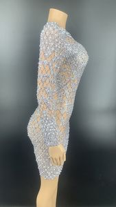 Abito estivo NOVANCE Y1809 2022 eleganti diamanti scintillanti a coda di pesce a <span class=keywords><strong>maniche</strong></span> <span class=keywords><strong>lunghe</strong></span> abito bianco fasciatura abiti per Club Party - Product Image 3