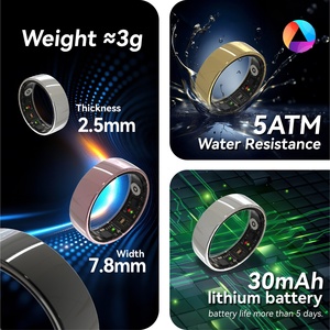2025 uomo Smart Ring Fitness Tracker IP68 impermeabile 5ATM HRV ossigeno nel sangue monitoraggio della frequenza cardiaca per il sonno per l'allenamento - Product Image 2