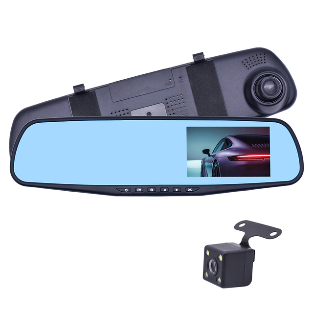 Digital Video Recorder Vehicle Electronics 4.3inch HD 1080P Dual Lens Car DVR Dash Cam Auto Front and Rear Mirror Camera