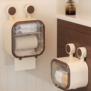 Suction Cup Toilet Paper Holder Wall Mounted Waterproof Storage Rack For Bathroom Tissue Box No Drilling Required - Product Image 4