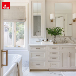 Mueble de Baño Moderno de Alta Gama Alland con Doble Lavabo, Gabinete de Pie con Acabado Lacado y Desagüe de Cobre - Product Image 3