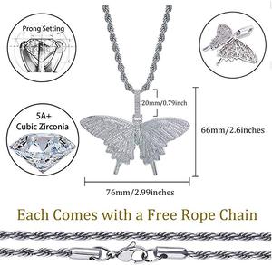 Collier Pendentif Papillon Personnalisé en Laiton Plaqué Or avec Chaîne à Maillons et Zircon Diamanté pour Fête et Mariage, Style Hip Hop, Bijoux de Mode - Product Image 6