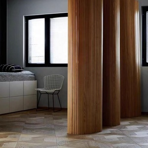 Plancher en bois composite à motif géométrique trapézoïdal, chêne brossé gris foncé, carreaux de bois multicouches, planchers en bois d'ingénierie - Product Image 6