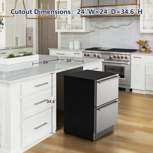 Frigorifero per Vini e Bevande <span class=keywords><strong>da</strong></span> Incasso Sotto il Bancone, Frigorifero <span class=keywords><strong>a</strong></span> Doppio Cassetto Integrato in Acciaio Inossidabile - Product Image 6