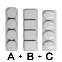 Moule à savon en silicone MUYULINS, 4 cavités, formes ronde, ovale et cubique, certifié LFGB, antiadhésif platine, sans BPA