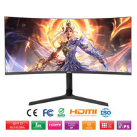 Monitor de Juegos Curvo de 34 Pulgadas, Pantalla Ancha LCD WQHD, 1000R, para PC de Escritorio