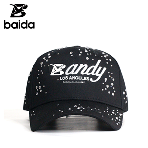 หมวกแก๊ป 5 แผง ผ้าทวิลล์ แต่งคริสตัล ปักโลโก้ ประดับเพชร สีดำ รุ่น Thirty One Hat Gorras G5 หมวก Snapback แบบมหาวิทยาลัย - Product Image 1