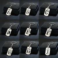 Kadınlar araba anahtarlık DIY A-Z basit harfler adı tutucu anahtarlık erkekler için Metal anahtarlık