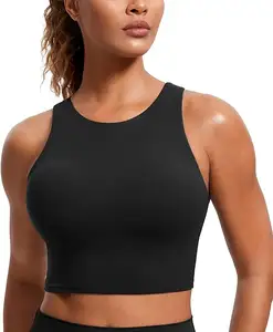 Canotte da allenamento da donna con collo alto e collo lungo con reggiseno sportivo imbottito con reggiseno integrato - Product Image 1