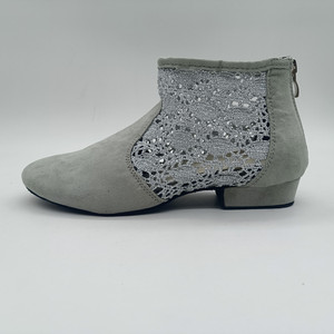 Stivali da Ballo in Pizzo Grigio per Donne, alla Moda per Jazz e Salsa, Tacco Piatto, Suola Morbida in Camoscio per <span class=keywords><strong>Ballerine</strong></span> - Product Image 3