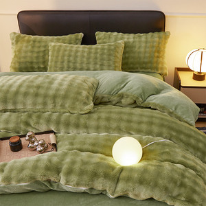 AOYATEX Housse de couette en polaire de lapin chaude pour l'hiver, <span class=keywords><strong>drap</strong></span> en polaire à flocons de neige, ensemble 3 pièces - Product Image 4