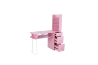 Table de Manucure Rose Vente Directe Usine, Station de Salon de Beauté Spa avec Tiroirs et Étagères de Rangement, Bureau à Ongles pour Salon de Manucure