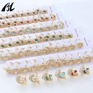 Có thể điều chỉnh 14K mạ vàng động vật Cá chép mô hình vòng cho phụ nữ hợp thời trang phong cách màu đá quý đá chủ yếu làm bằng đồng - Product Image 1