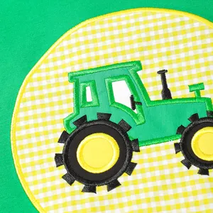 High Quality Little Boys Tractor Applique Short Sleevs Shirts Puresun Wholesale Custom Design Boys Tee Shirts For Kids