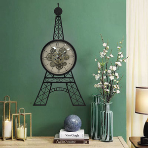 Eiffel Tower Wall Clock Metal Design Silent Quartz Battery Powered For Living Room Bedroom Home Decor - Product Image 1