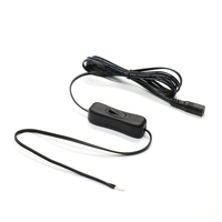 Kabel Switch Tipe-C ke Kabel Tanpa Isolasi dengan Sakelar Daya 501 On/Off, Pelindung Jalinan PVC untuk Kamera Komputer & Elektronik DIY