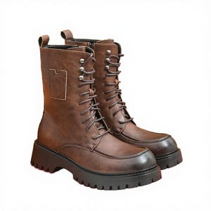 Winter Chelsea <b>Ankle</b> Side Zipper Leather <b>Booties</b> for Women & Men-Chunky High Heel Platform Boots - Product Image 2
