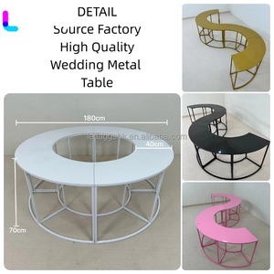 LEDA New 6Ft Wedding Metal Curved Party Table Serpentine Design Display <b>Stand</b> For Outdoor Picnics And Event Weddings Decoration - Product Image 2
