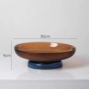 Grande assiette à fruits sur pied personnalisée avec logo, en bleu, rose, noir, ambre, marron, pour la présentation alimentaire - Product Image 5