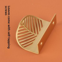 Tirador de latón de lujo minimalista moderno estilo nórdico con forma de hoja, sin perforación, para armario y cajones, diseño creativo en forma de mariposa