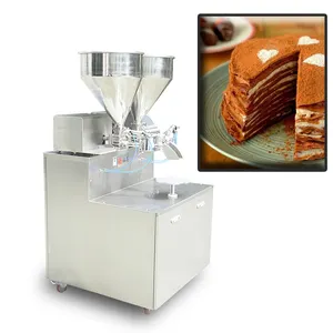 Automatic Intelligent Fast Durian Crepe Cakes Layer Cream Spreading Smear Machinery Round Cake Polishing Decorating Machine