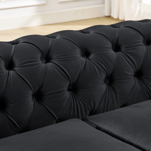 Mid for Modern Chesterfield <b>Sofa</b> Set Luxury Velvet Tufted Stainless Steel <b>Frame</b> 2 Pillows for Hotel & Villa Living Room - Product Image 4