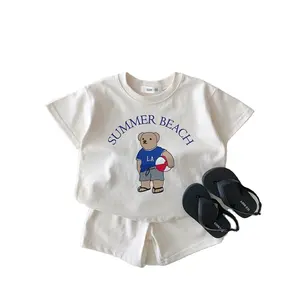 Corée bébé garçon vêtements ensemble enfant en bas âge enfants vêtements d'été dessin animé ours t-shirt + short deux pièces costume nouveau-né garçon fille tenues